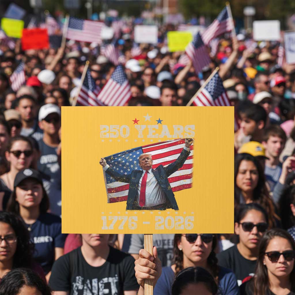 Trump 250th Anniversary Protest Sign 250 Years America Vintage USA Flag TS11 Horizontal 18
