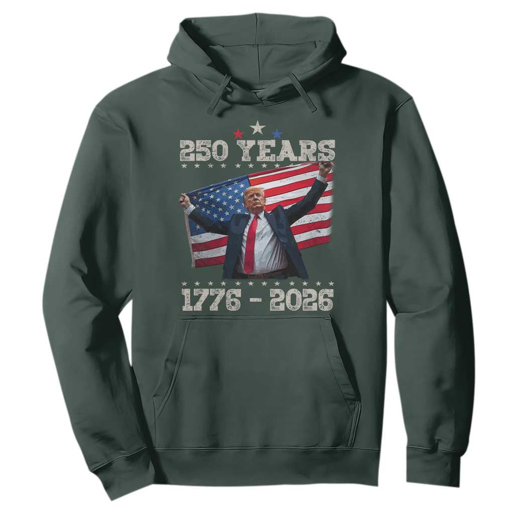 Trump 250th Anniversary Hoodie 250 Years America Vintage USA Flag TS11 Dark Forest Green Print Your Wear