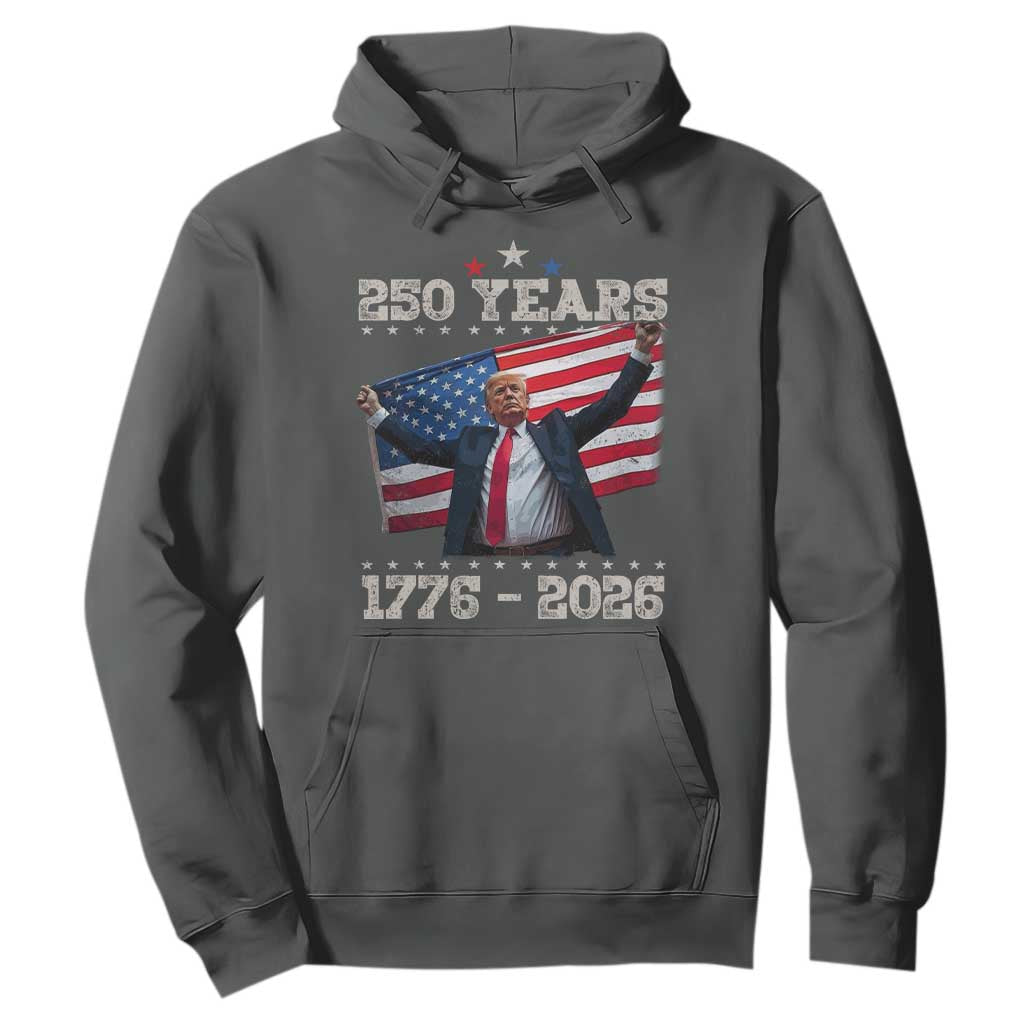 Trump 250th Anniversary Hoodie 250 Years America Vintage USA Flag TS11 Dark Heather Print Your Wear