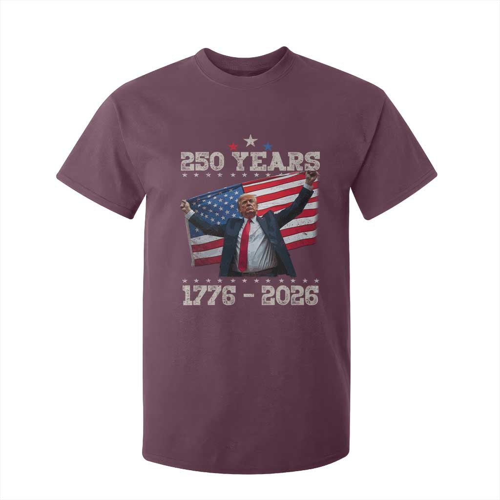 Trump 250th Anniversary T Shirt For Kid 250 Years America Vintage USA Flag TS11 Maroon Print Your Wear