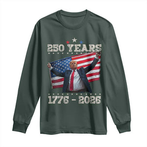 Trump 250th Anniversary Long Sleeve Shirt 250 Years America Vintage USA Flag TS11 Dark Forest Green Print Your Wear