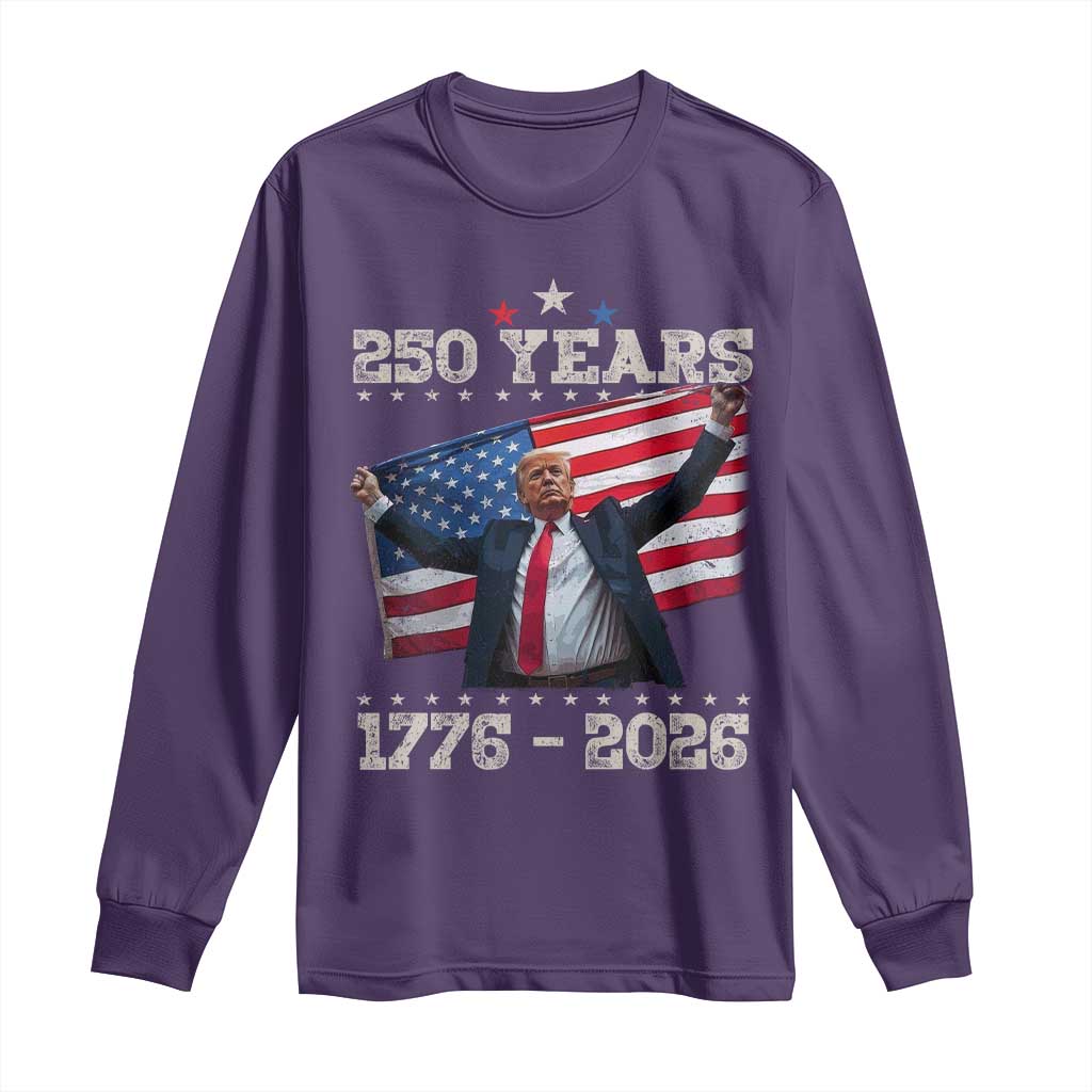 Trump 250th Anniversary Long Sleeve Shirt 250 Years America Vintage USA Flag TS11 Purple Print Your Wear