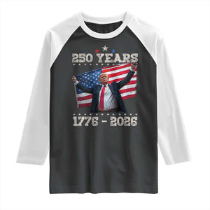 Trump 250th Anniversary Raglan Shirt 250 Years America Vintage USA Flag TS11 Black White Print Your Wear