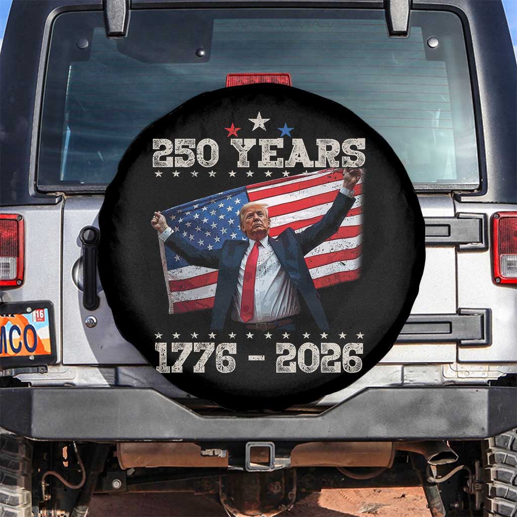 Trump 250th Anniversary Spare Tire Cover 250 Years America Vintage USA Flag TS11 No hole Black Print Your Wear