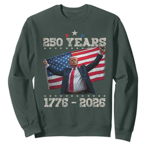 Trump 250th Anniversary Sweatshirt 250 Years America Vintage USA Flag TS11 Dark Forest Green Print Your Wear