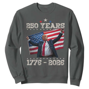 Trump 250th Anniversary Sweatshirt 250 Years America Vintage USA Flag TS11 Dark Heather Print Your Wear
