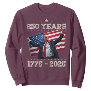 Trump 250th Anniversary Sweatshirt 250 Years America Vintage USA Flag TS11 Maroon Print Your Wear