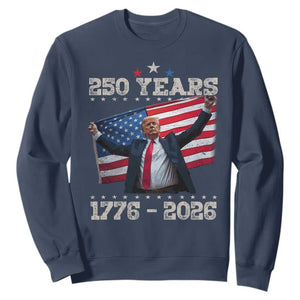 Trump 250th Anniversary Sweatshirt 250 Years America Vintage USA Flag TS11 Navy Print Your Wear