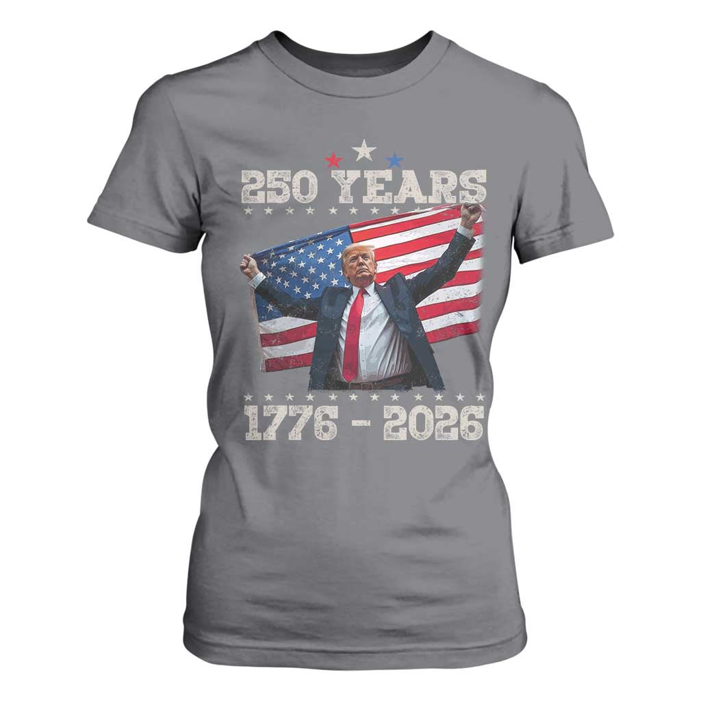 Trump 250th Anniversary T Shirt For Women 250 Years America Vintage USA Flag TS11 Charcoal Print Your Wear