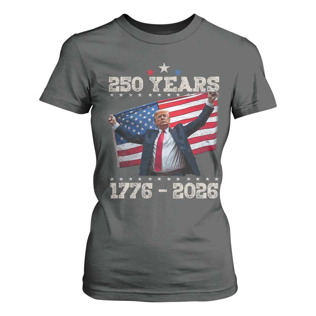 Trump 250th Anniversary T Shirt For Women 250 Years America Vintage USA Flag TS11 Dark Heather Print Your Wear