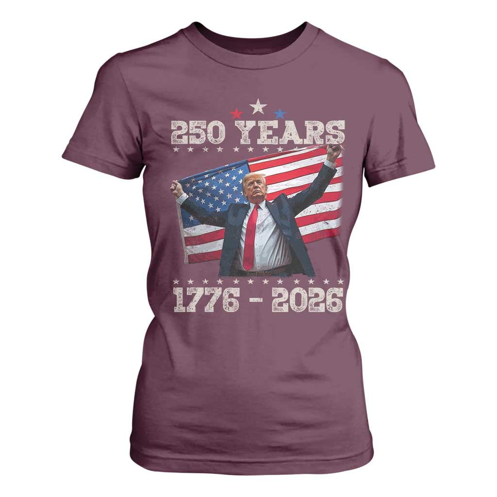 Trump 250th Anniversary T Shirt For Women 250 Years America Vintage USA Flag TS11 Maroon Print Your Wear