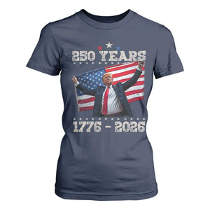 Trump 250th Anniversary T Shirt For Women 250 Years America Vintage USA Flag TS11 Navy Print Your Wear