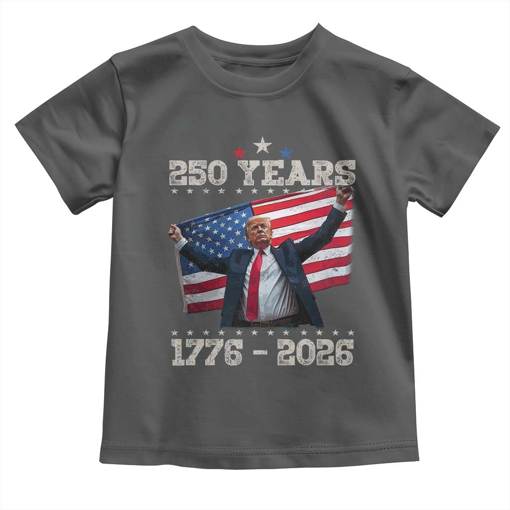 Trump 250th Anniversary Toddler T Shirt 250 Years America Vintage USA Flag TS11 Dark Heather Print Your Wear