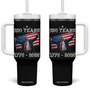 Trump 250th Anniversary Tumbler With Handle 250 Years America Vintage USA Flag TS11 One Size: 40 oz Black Print Your Wear