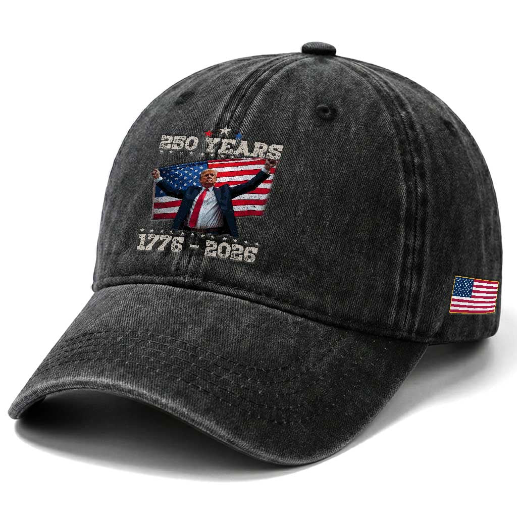 Trump 250th Anniversary Washed Cotton Baseball Cap 250 Years America Vintage USA Flag TS11 Print Your Wear