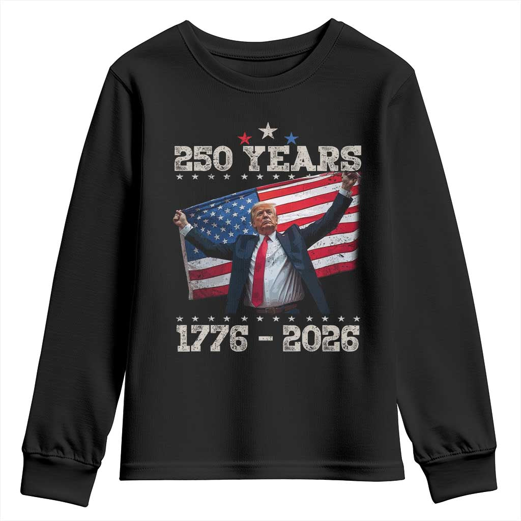 Trump 250th Anniversary Youth Sweatshirt 250 Years America Vintage USA Flag TS11 Black Print Your Wear