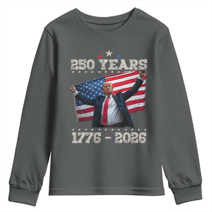 Trump 250th Anniversary Youth Sweatshirt 250 Years America Vintage USA Flag TS11 Dark Heather Print Your Wear