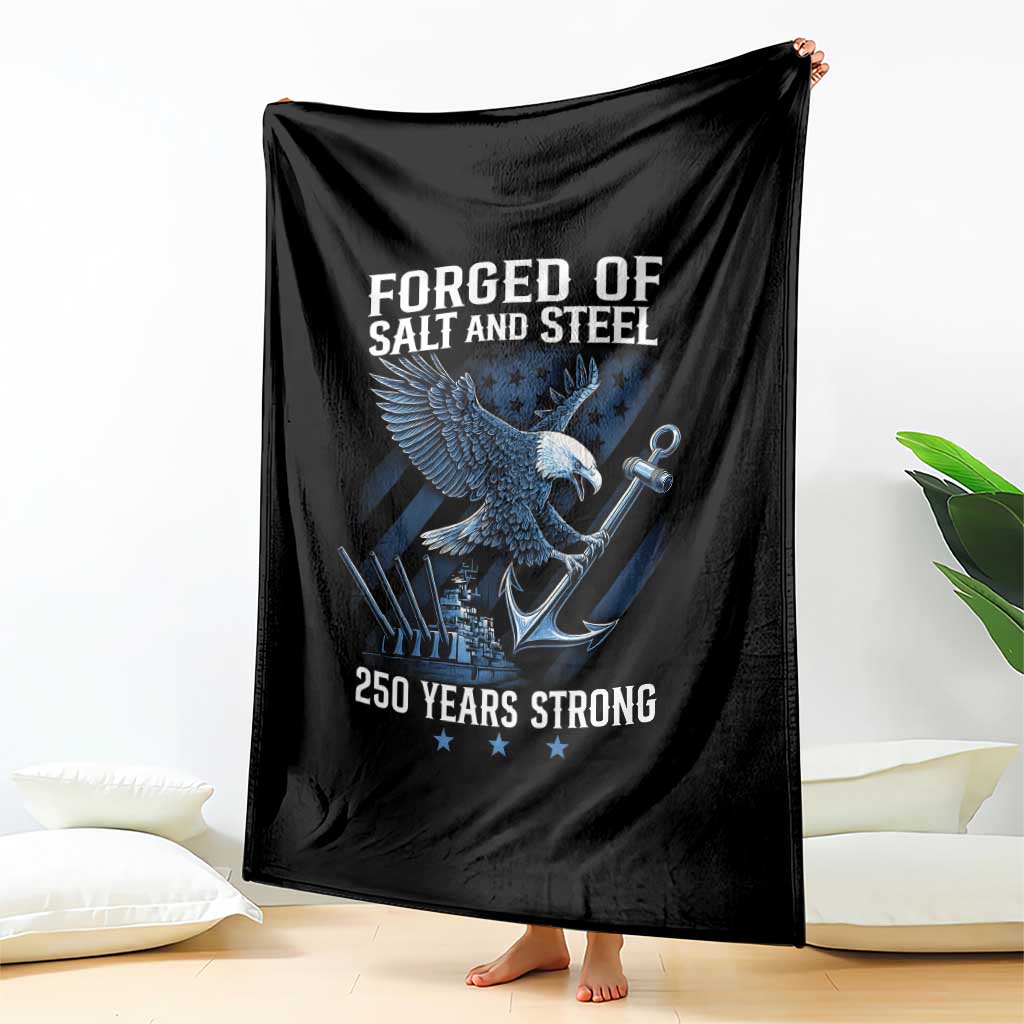 Navy Military 250th Anniversary Throw Blanket Forged Of Salt And Steel 250 Years Strong TS11 Print Your Wear