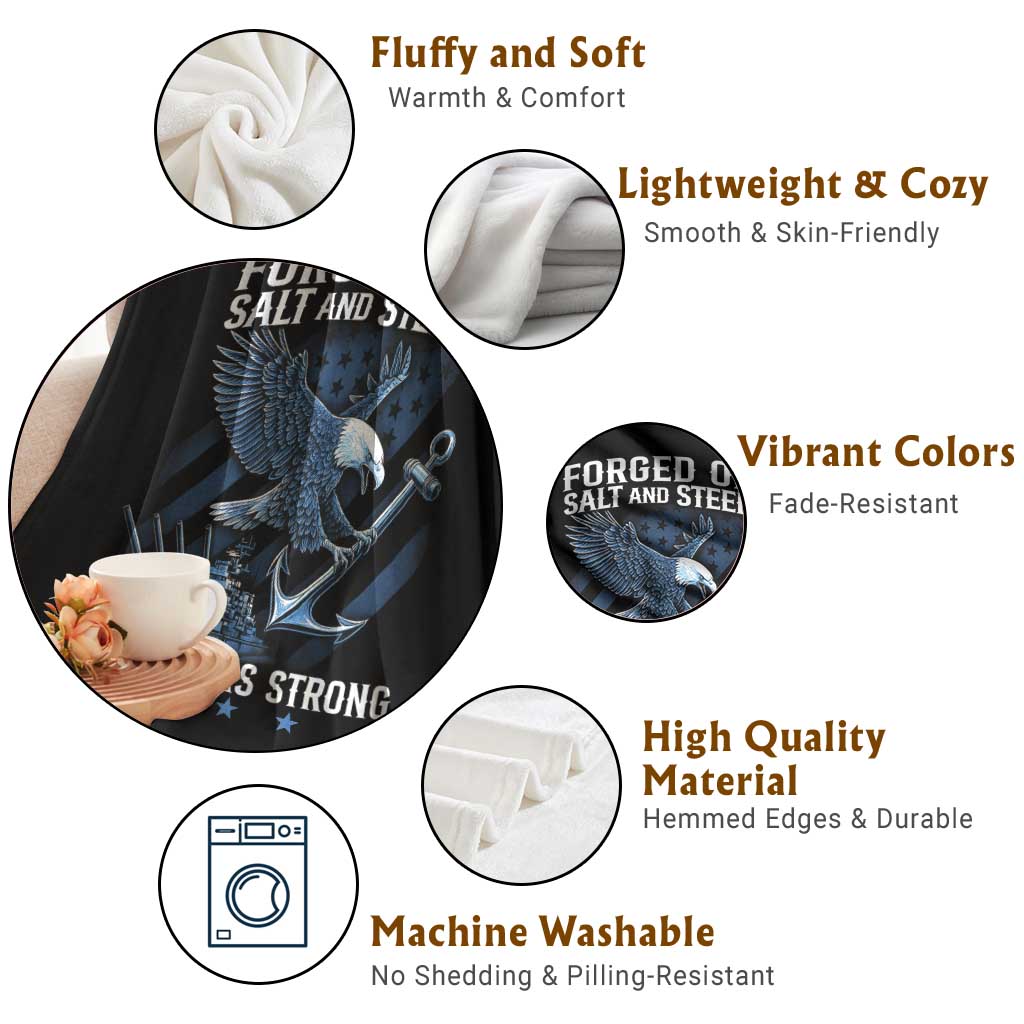 Navy Military 250th Anniversary Throw Blanket Forged Of Salt And Steel 250 Years Strong TS11 Print Your Wear