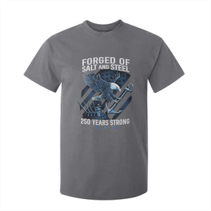 Navy Military 250th Anniversary T Shirt For Kid Forged Of Salt And Steel 250 Years Strong TS11 Charcoal Print Your Wear