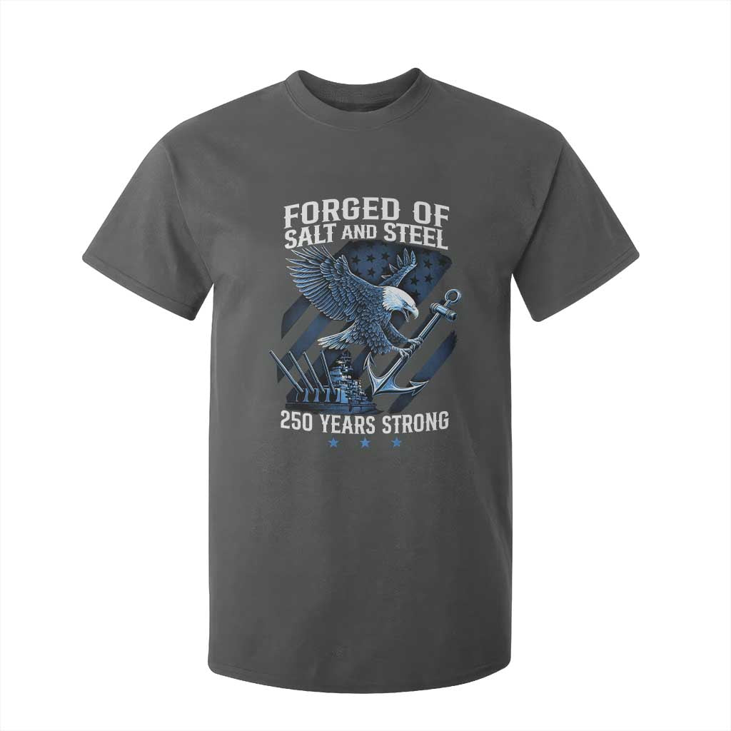 Navy Military 250th Anniversary T Shirt For Kid Forged Of Salt And Steel 250 Years Strong TS11 Dark Heather Print Your Wear