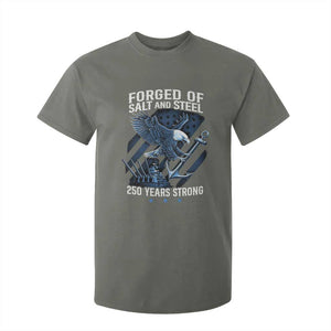 Navy Military 250th Anniversary T Shirt For Kid Forged Of Salt And Steel 250 Years Strong TS11 Military Green Print Your Wear