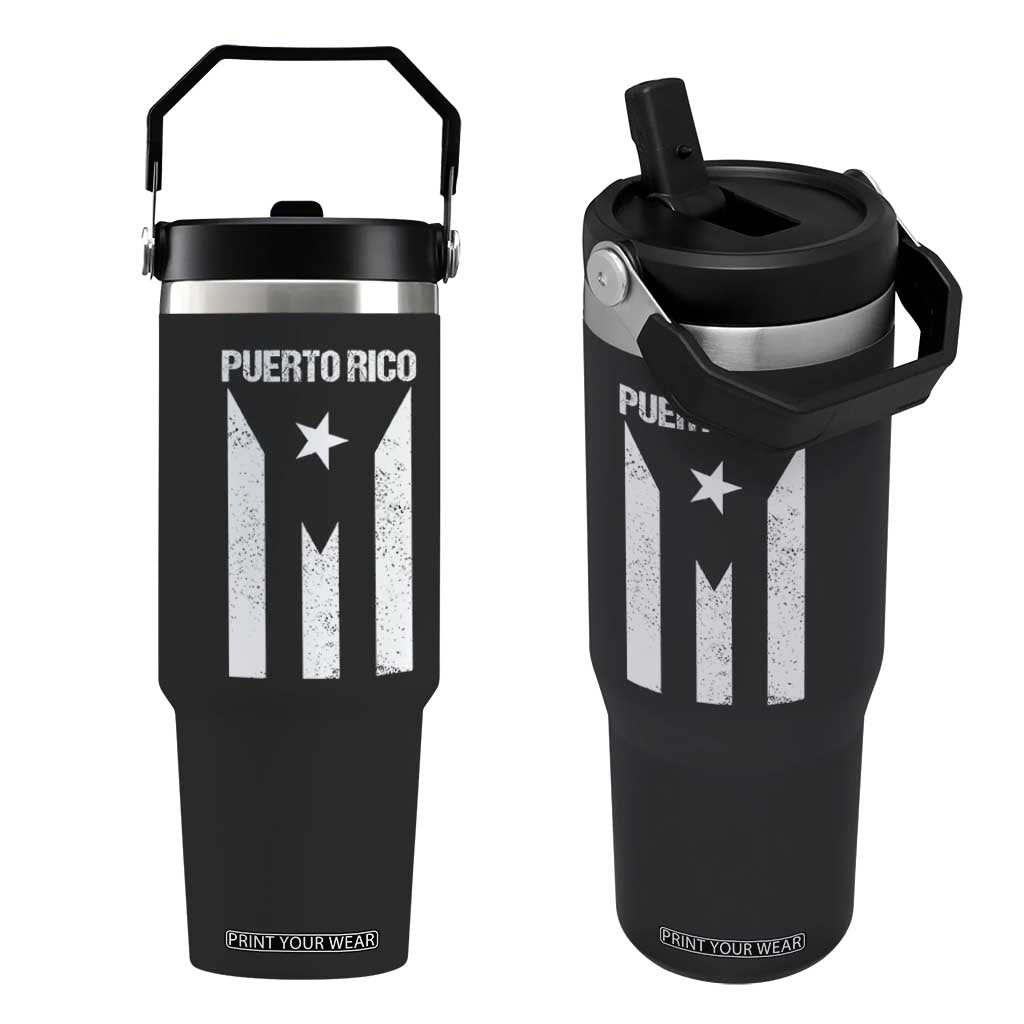 Puerto Rico Boricua Flag Proud Puerto Rican Heritage Flip Straw Tumbler TS11 One Size: 30 oz Black Print Your Wear