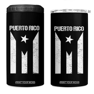 Puerto Rico Boricua Flag Proud Puerto Rican Heritage 4 in 1 Can Cooler Tumbler TS11 One Size: 16 oz Black Print Your Wear