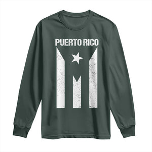 Puerto Rico Boricua Flag Proud Puerto Rican Heritage Long Sleeve Shirt TS11 Dark Forest Green Print Your Wear