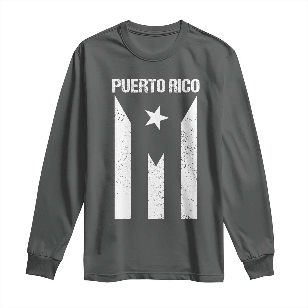 Puerto Rico Boricua Flag Proud Puerto Rican Heritage Long Sleeve Shirt TS11 Dark Heather Print Your Wear