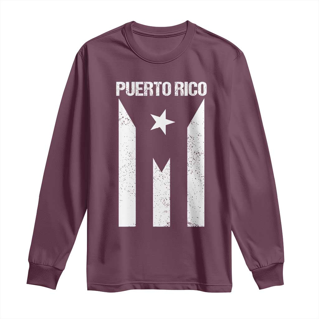 Puerto Rico Boricua Flag Proud Puerto Rican Heritage Long Sleeve Shirt TS11 Maroon Print Your Wear