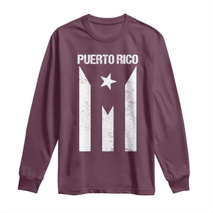 Puerto Rico Boricua Flag Proud Puerto Rican Heritage Long Sleeve Shirt TS11 Maroon Print Your Wear