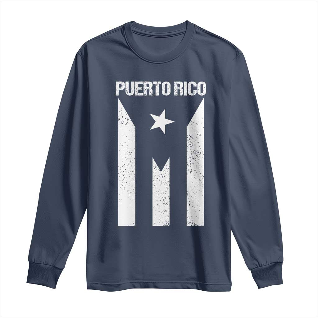 Puerto Rico Boricua Flag Proud Puerto Rican Heritage Long Sleeve Shirt TS11 Navy Print Your Wear