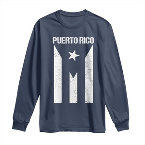 Puerto Rico Boricua Flag Proud Puerto Rican Heritage Long Sleeve Shirt TS11 Navy Print Your Wear