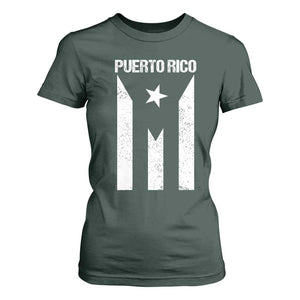 Puerto Rico Boricua Flag Proud Puerto Rican Heritage T Shirt For Women TS11 Dark Forest Green Print Your Wear