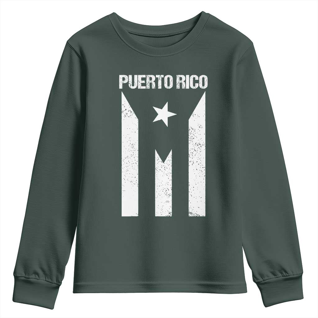 Puerto Rico Boricua Flag Proud Puerto Rican Heritage Youth Sweatshirt TS11 Dark Forest Green Print Your Wear