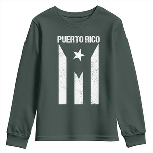 Puerto Rico Boricua Flag Proud Puerto Rican Heritage Youth Sweatshirt TS11 Dark Forest Green Print Your Wear