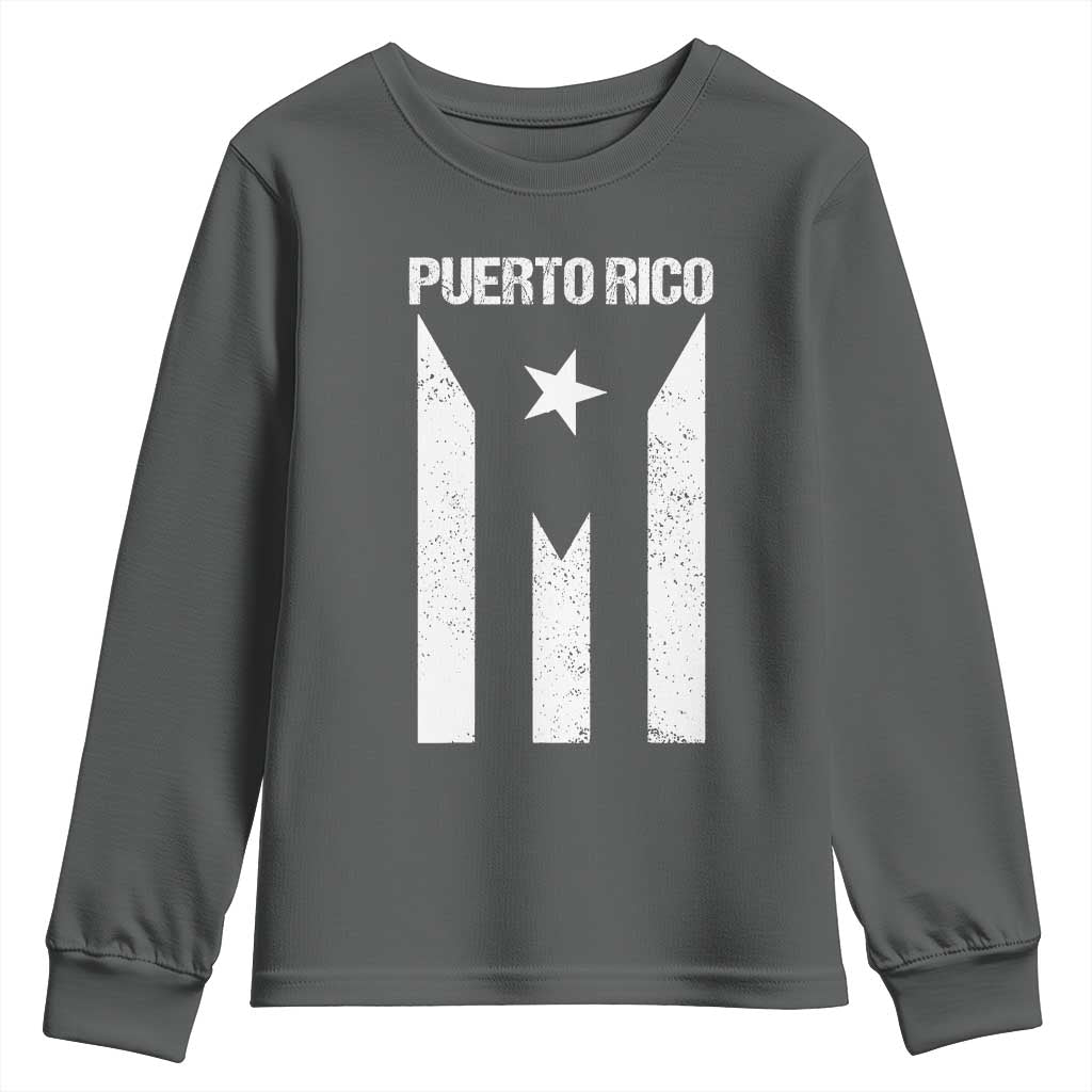 Puerto Rico Boricua Flag Proud Puerto Rican Heritage Youth Sweatshirt TS11 Dark Heather Print Your Wear