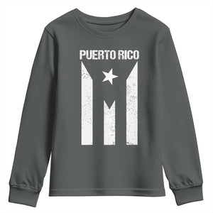 Puerto Rico Boricua Flag Proud Puerto Rican Heritage Youth Sweatshirt TS11 Dark Heather Print Your Wear