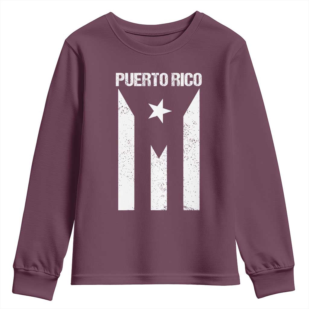 Puerto Rico Boricua Flag Proud Puerto Rican Heritage Youth Sweatshirt TS11 Maroon Print Your Wear