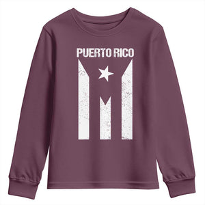 Puerto Rico Boricua Flag Proud Puerto Rican Heritage Youth Sweatshirt TS11 Maroon Print Your Wear