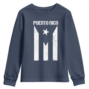 Puerto Rico Boricua Flag Proud Puerto Rican Heritage Youth Sweatshirt TS11 Navy Print Your Wear