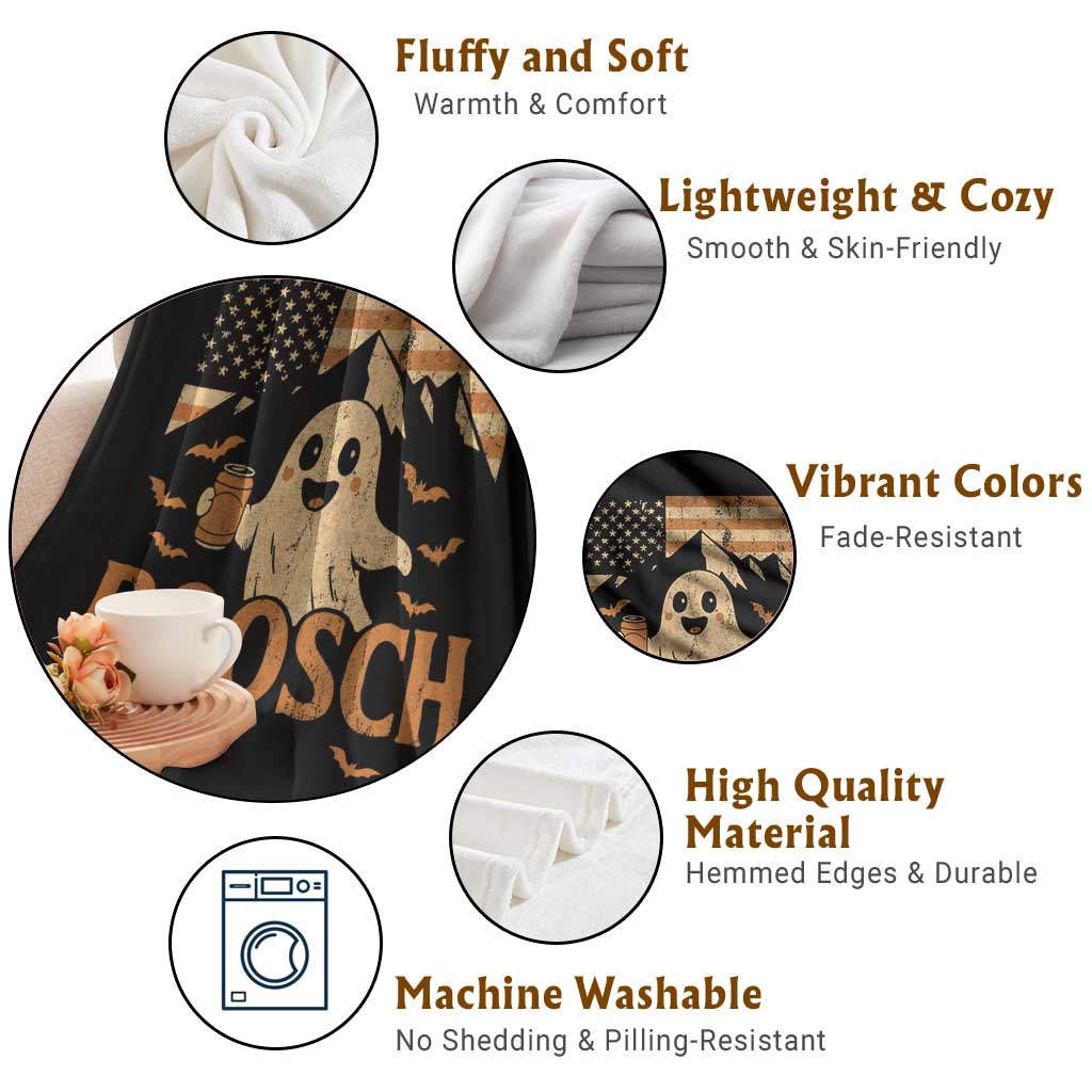 Funny Ghost Boosch Beer Halloween Throw Blanket Vintage American Flag TS11 Print Your Wear