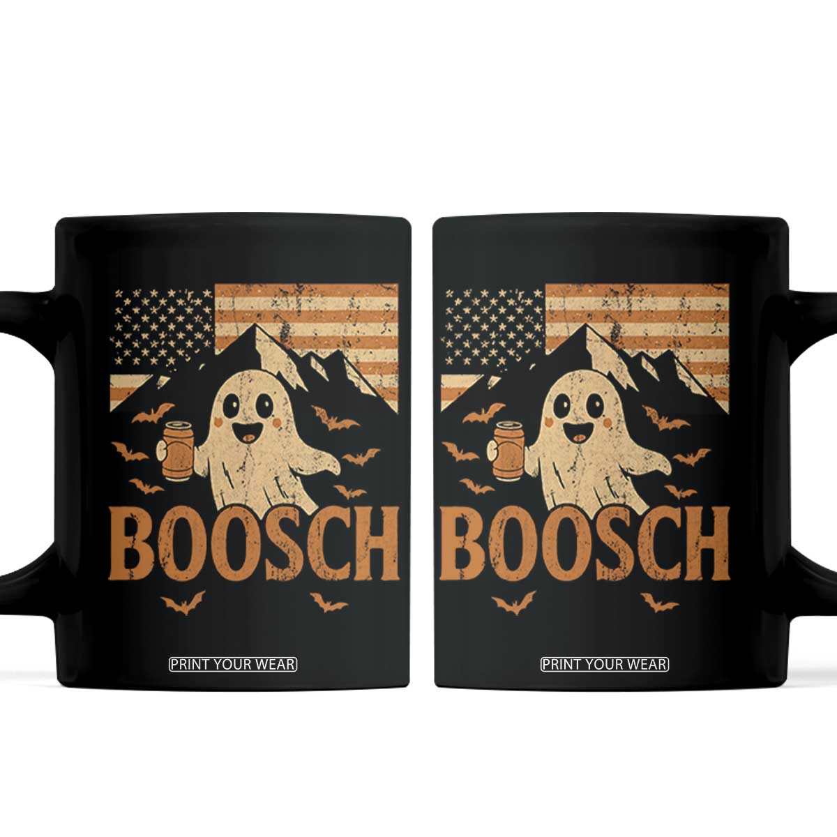 Funny Ghost Boosch Beer Halloween Coffee Mug Vintage American Flag TS11 Black Print Your Wear
