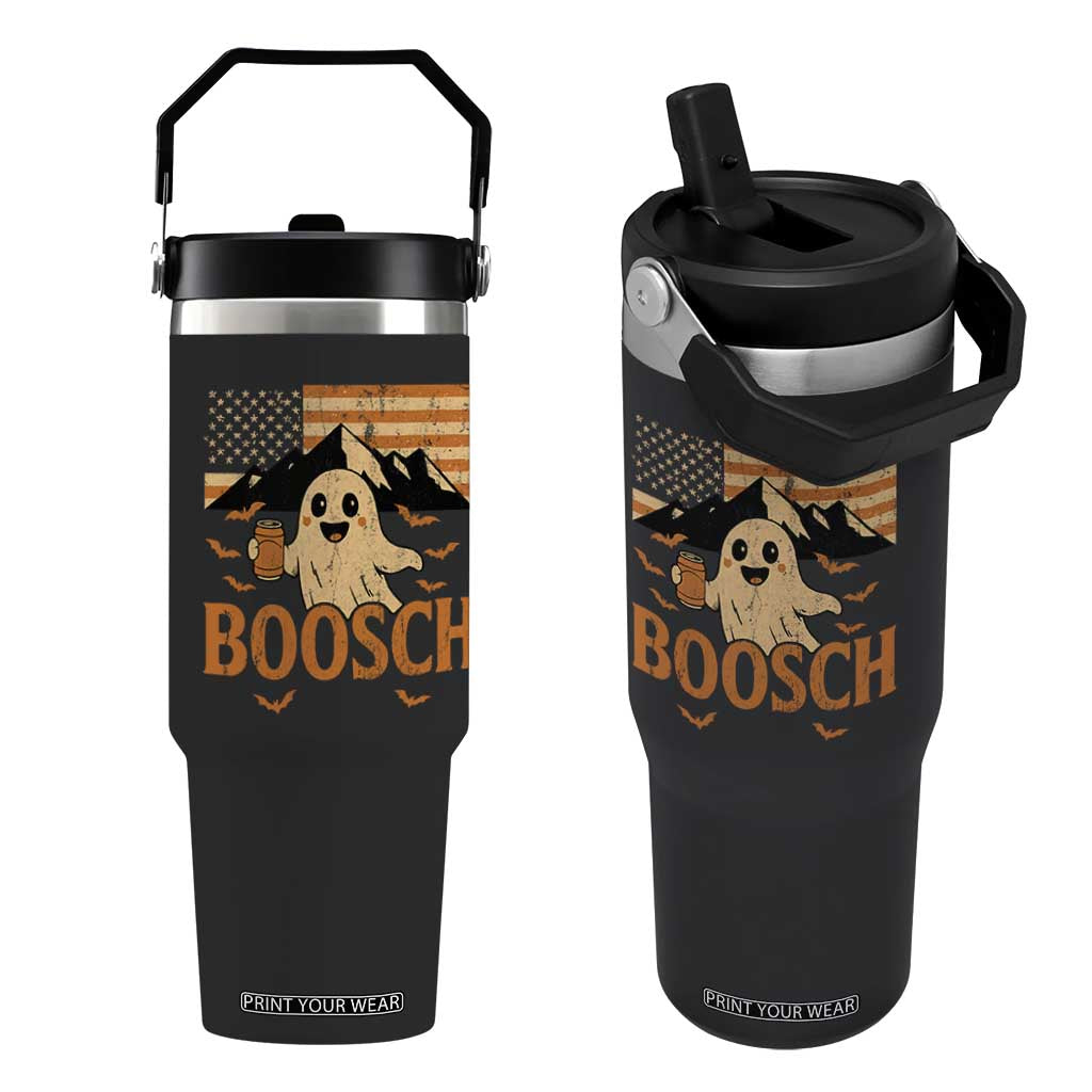 Funny Ghost Boosch Beer Halloween Flip Straw Tumbler Vintage American Flag TS11 One Size: 30 oz Black Print Your Wear