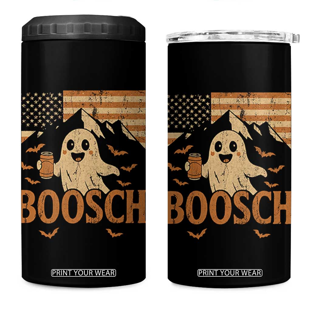 Funny Ghost Boosch Beer Halloween 4 in 1 Can Cooler Tumbler Vintage American Flag TS11 One Size: 16 oz Black Print Your Wear