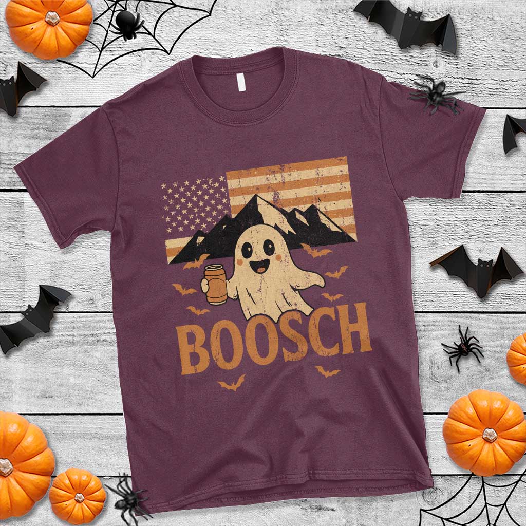 Funny Ghost Boosch Beer Halloween T Shirt Vintage American Flag TS11 Maroon Print Your Wear
