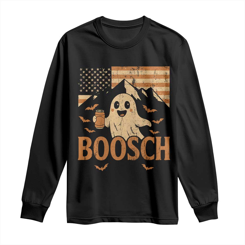 Funny Ghost Boosch Beer Halloween Long Sleeve Shirt Vintage American Flag TS11 Black Print Your Wear