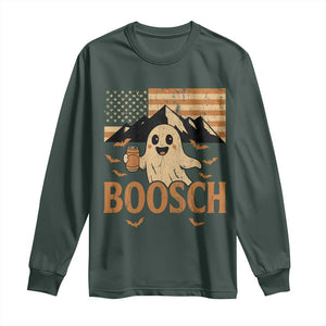 Funny Ghost Boosch Beer Halloween Long Sleeve Shirt Vintage American Flag TS11 Dark Forest Green Print Your Wear