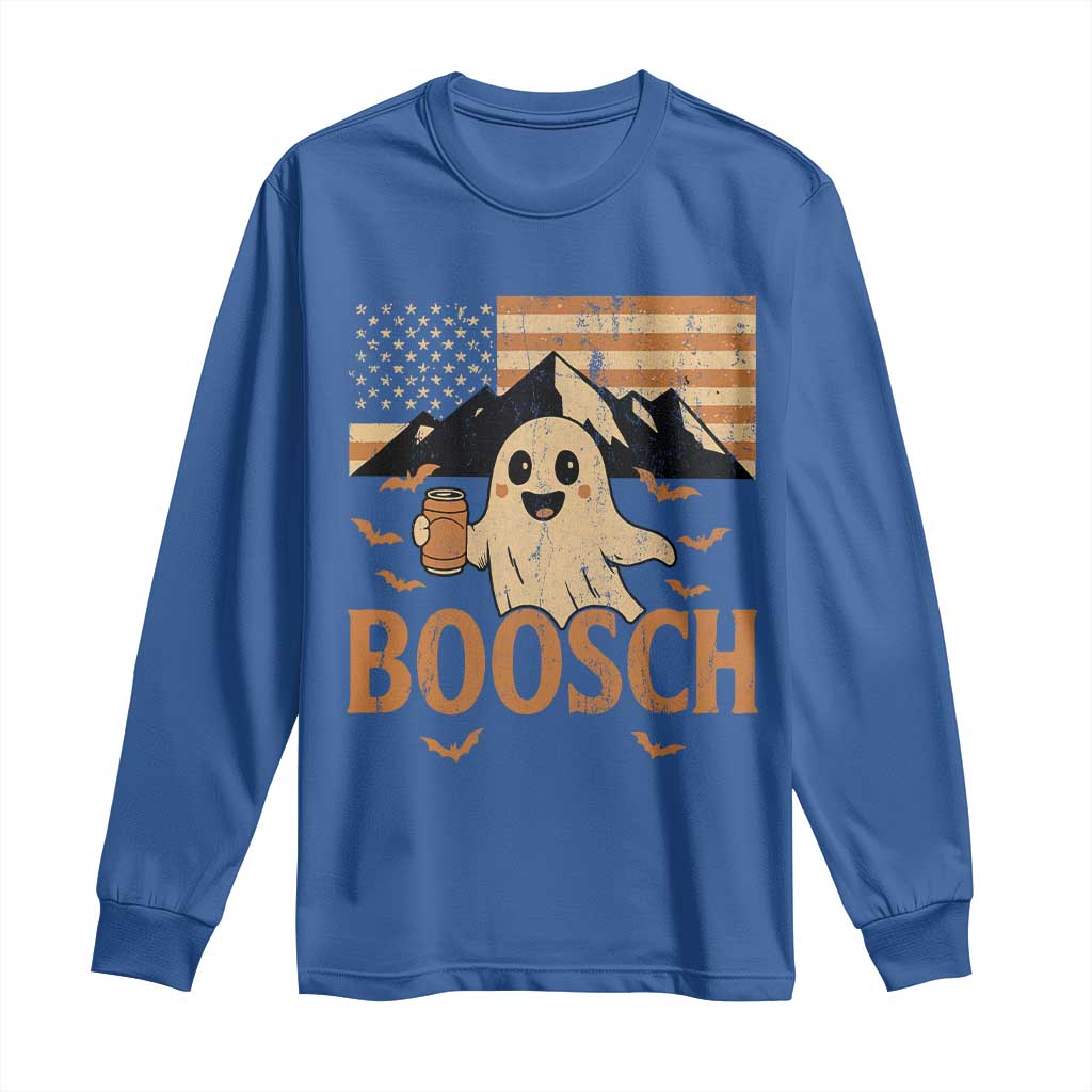 Funny Ghost Boosch Beer Halloween Long Sleeve Shirt Vintage American Flag TS11 Royal Blue Print Your Wear